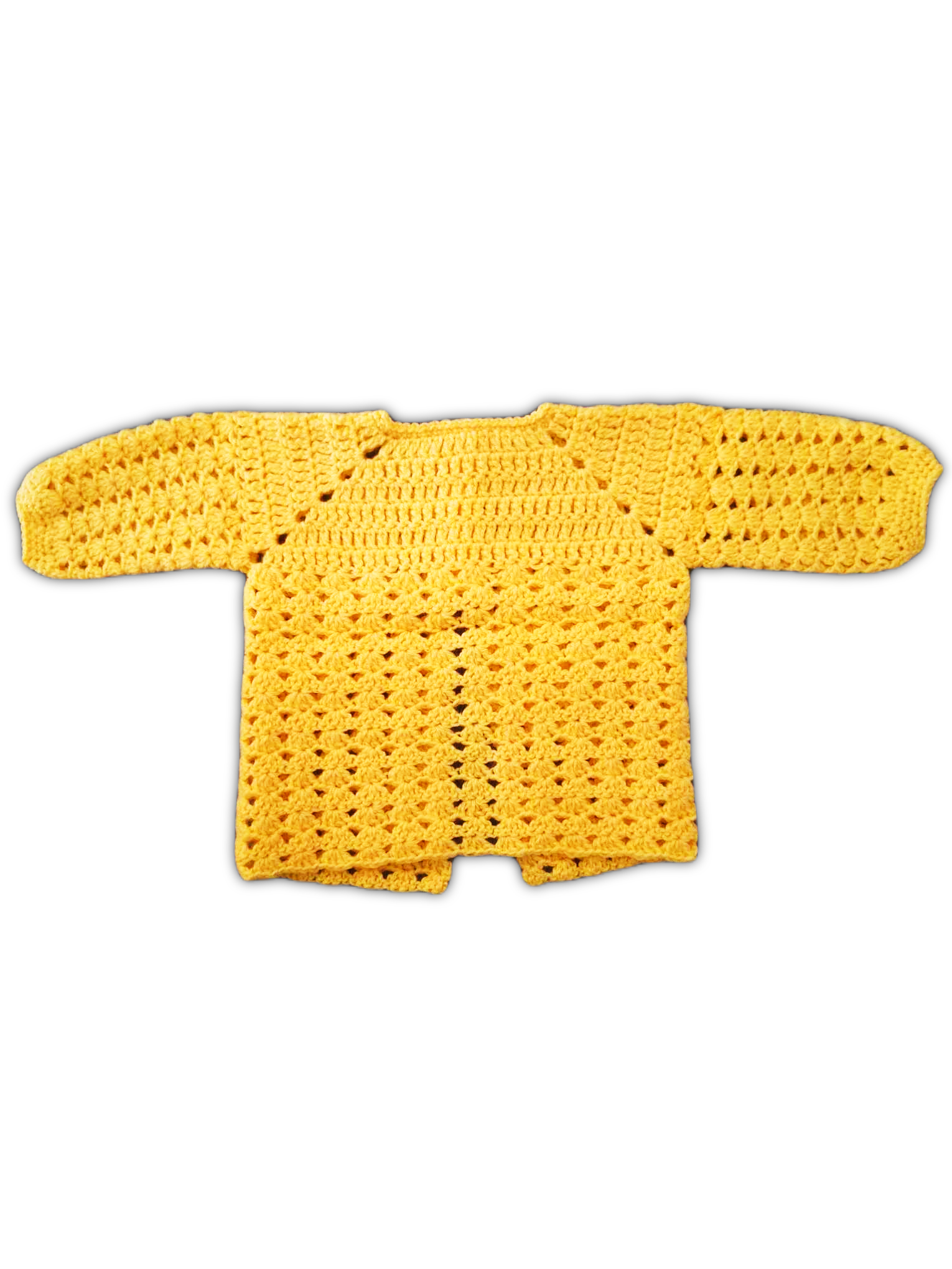 Parte de trás do casaco completamente amarelo