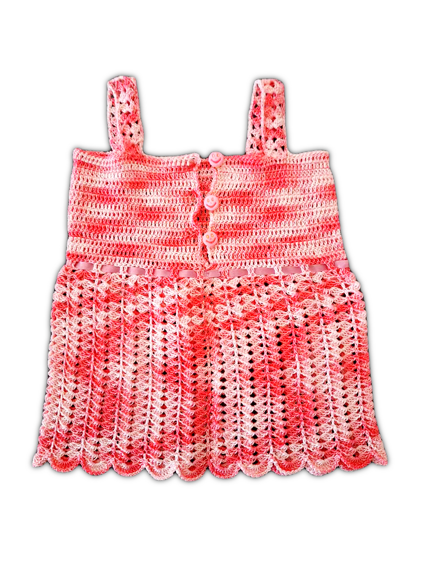 Foto da parte de trás do vestido com os botões fora das casas.