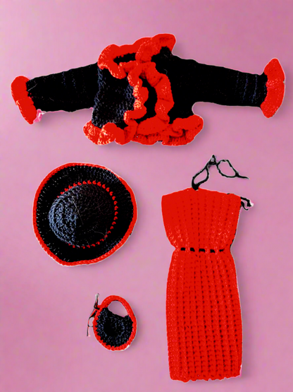 Fotografia somente da roupa, sem a boneca, para dar destaque ás peças que estão para venda.