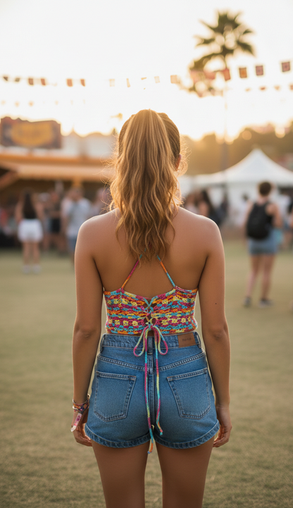 Crop Top "Arc-en-ciel de Bonheur"