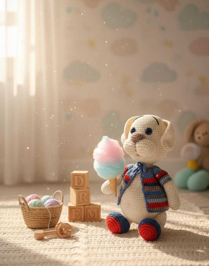 Amigurumi: "Balduíno, o Cãopanheiro do Bosque de Açúcar"